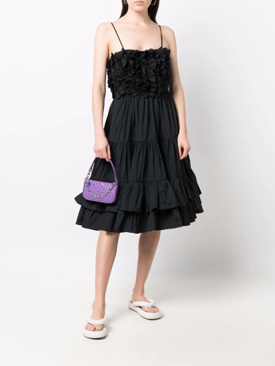 Shop Msgm Ruffled-detail Dress In Schwarz