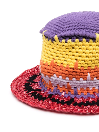 Shop Etro Crochet-knit Logo Hat In Rot