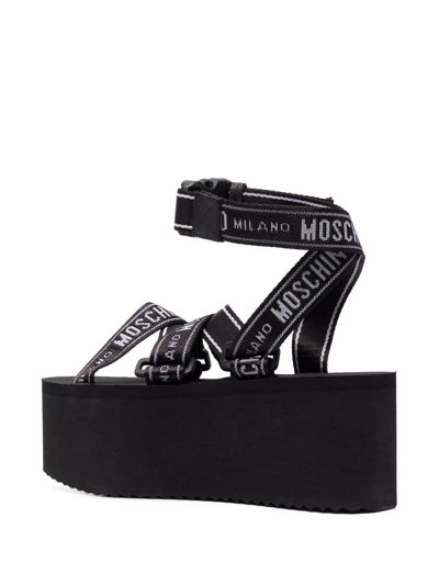 Shop Moschino Logo-print Strap Sandals In Schwarz