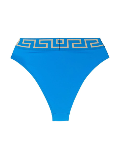 Shop Versace High-waisted Bikini Bottoms In Blau