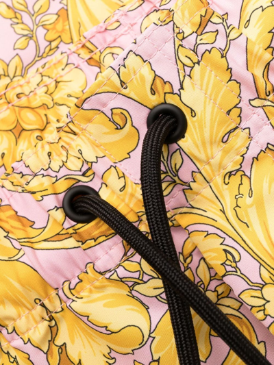 Versace Baroque-print Drawstring Shorts In Gelb