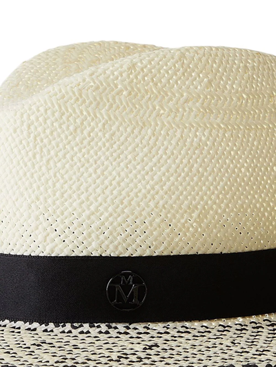 Shop Maison Michel Zango Straw Fedora Hat In Neutrals