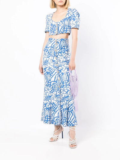 Shop Alice Mccall Daisy Daze Midi Skirt In Blue