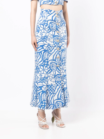 Shop Alice Mccall Daisy Daze Midi Skirt In Blue