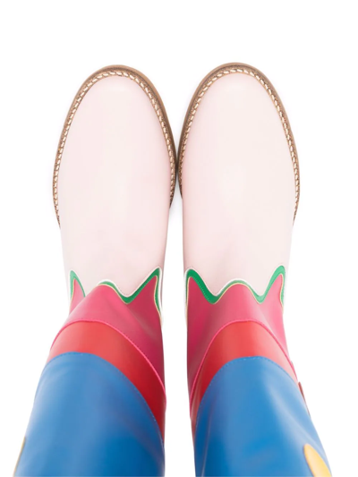 Shop Stella Mccartney Appliqué-detail Colour-block Boots In Pink