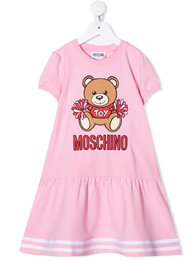 Shop Moschino Toy-bear Print Dress In Pink