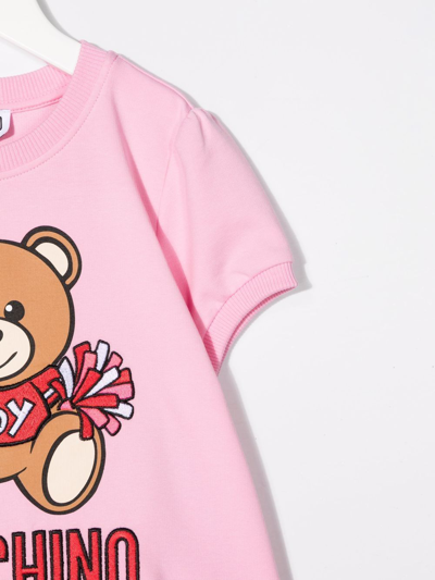 Shop Moschino Toy-bear Print Dress In Pink