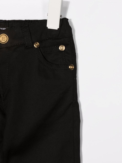 Shop Balmain Logo-embossed Straight Fit Jeans In Black