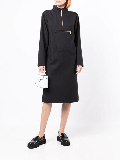 Shop Agnès B. Wool Shift Midi Dress In Black