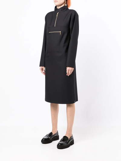 Shop Agnès B. Wool Shift Midi Dress In Black