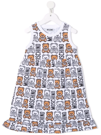 Shop Moschino All-over Logo-print Dress In White