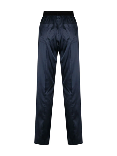 Shop Tom Ford Logo-waist Slip-on Trousers In Blue