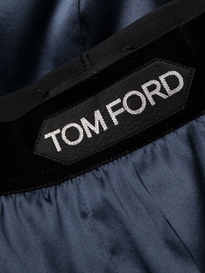 Shop Tom Ford Logo-waist Slip-on Trousers In Blue