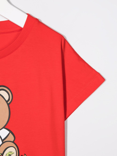 Shop Moschino Toy-bear Print T-shirt In Red