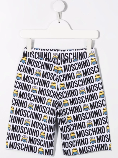 Shop Moschino All-over Logo-print Shorts In White