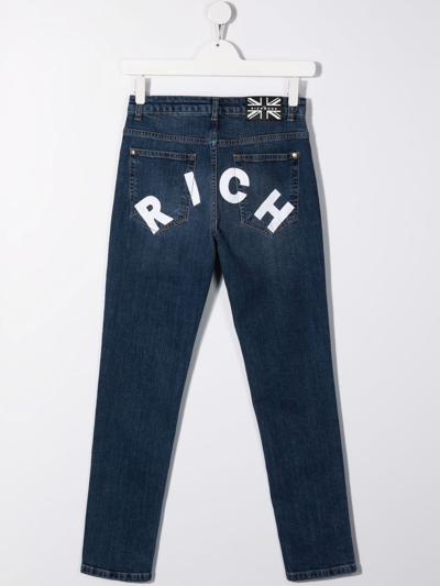 John Richmond Junior Teen Rich-print Slim-fit Jeans In Blue | ModeSens