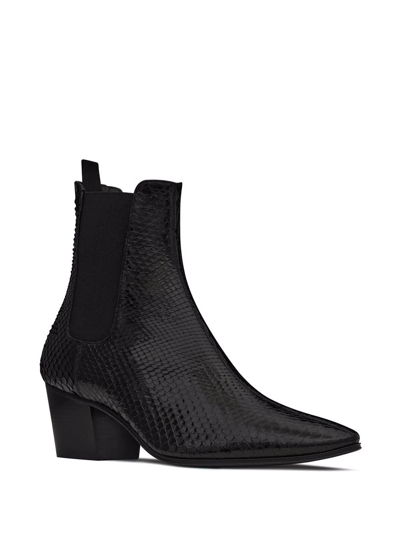 Shop Saint Laurent Vassili 60 Python Skin Boots In Black