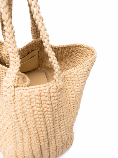 Shop Nanushka Woven-design Tote Bag In Neutrals