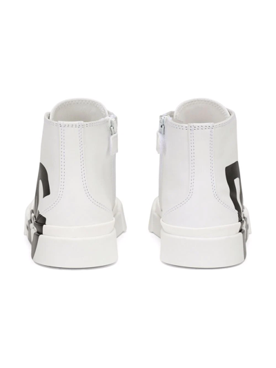 Shop Dolce & Gabbana Portofino Logo-print High-top Sneakers In White