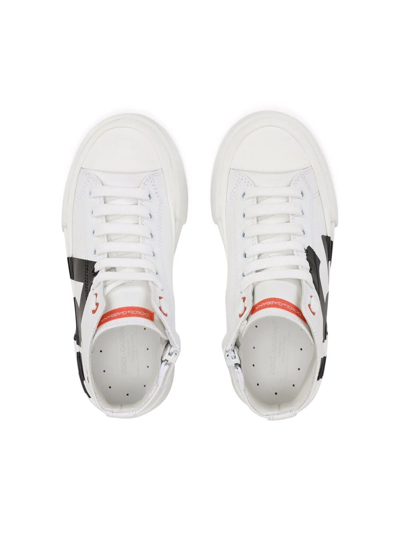 Shop Dolce & Gabbana Portofino Logo-print High-top Sneakers In White