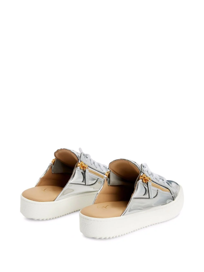 Shop Giuseppe Zanotti Frankie Cut Sneaker-style Slippers In Silver