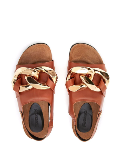 Shop Jw Anderson Chain Flat Sandals In Brown