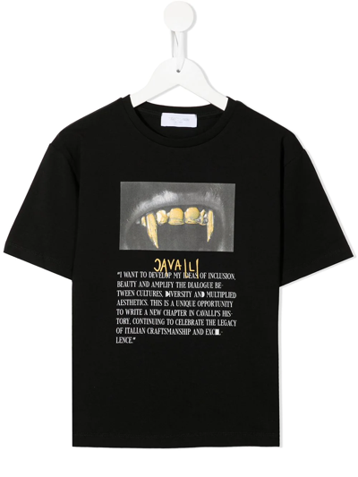 Shop Roberto Cavalli Junior Graphic-logo Print T-shirt In Black
