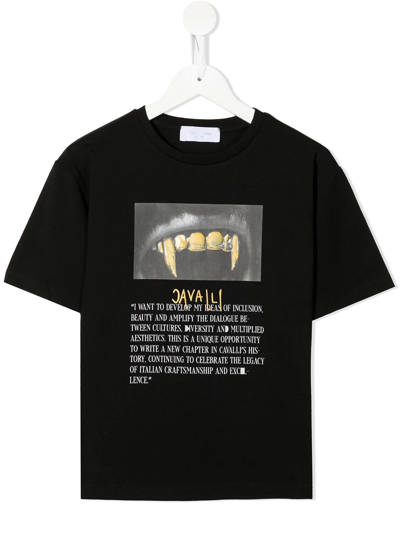 Roberto Cavalli Graphic-logo Print T-shirt In Black