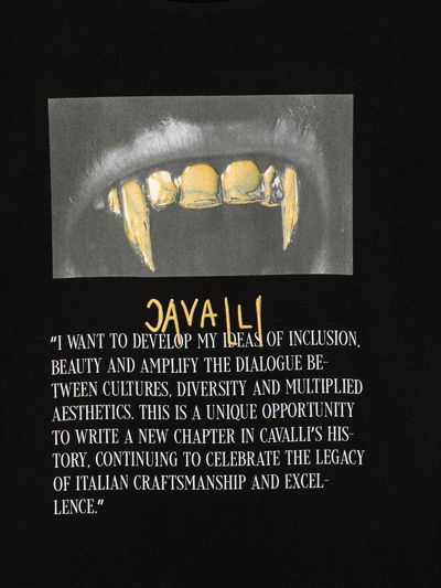 Roberto Cavalli Graphic-logo Print T-shirt In Black