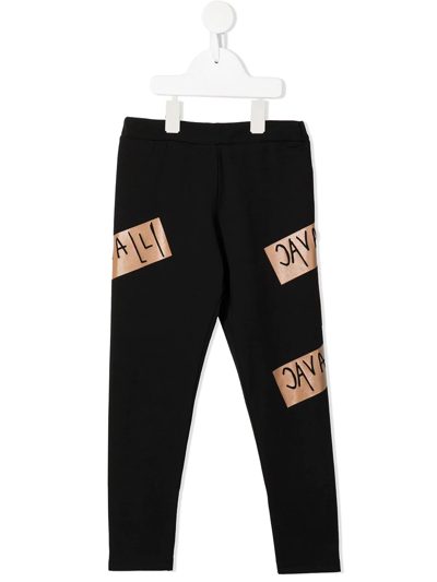 Shop Roberto Cavalli Junior Logo-print Slim-fit Joggers In Black