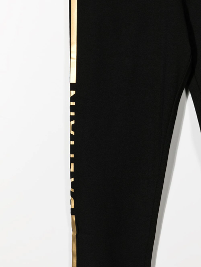 Shop Balmain Logo-stripe Leggings In Black