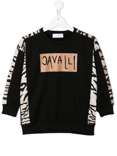 Shop Roberto Cavalli Junior Animal-logo Print Sweatshirt In Black