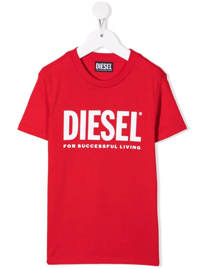 Shop Diesel Logo-print Cotton T-shirt In Red