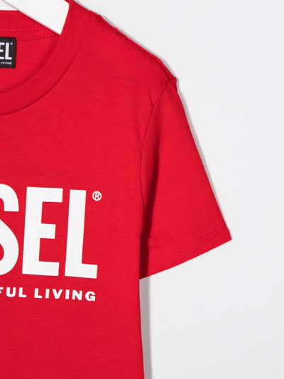Shop Diesel Logo-print Cotton T-shirt In Red