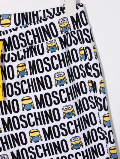 Shop Moschino Teen Minion All-over Logo-print Shorts In White