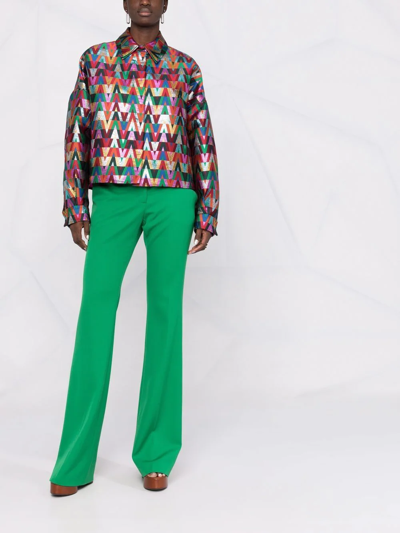 Shop Valentino Optical Logo Cropped Jacket In Green