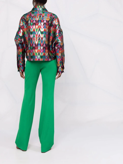 Shop Valentino Optical Logo Cropped Jacket In Green