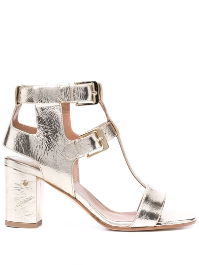 Shop Laurence Dacade T-bar Strap 70mm Leather Sandals In Gold