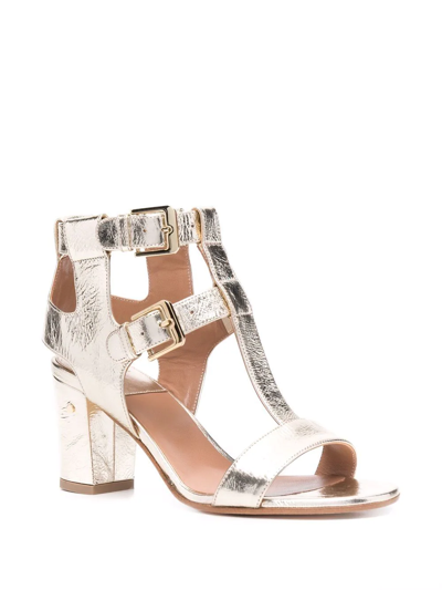 Shop Laurence Dacade T-bar Strap 70mm Leather Sandals In Gold