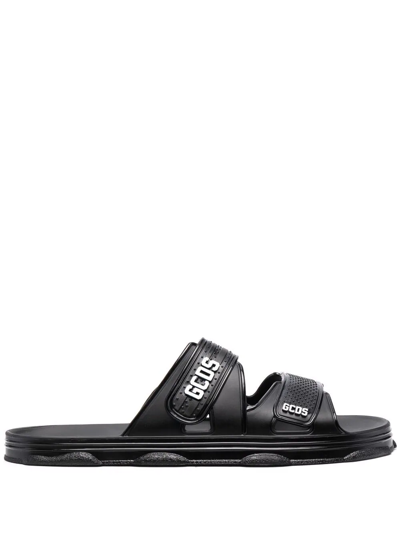 Shop Gcds Logo-strap Sandals In Black