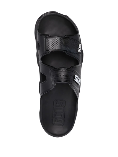 Shop Gcds Logo-strap Sandals In Black