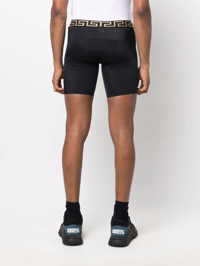 Shop Versace Greca Border Cycling Shorts In Black