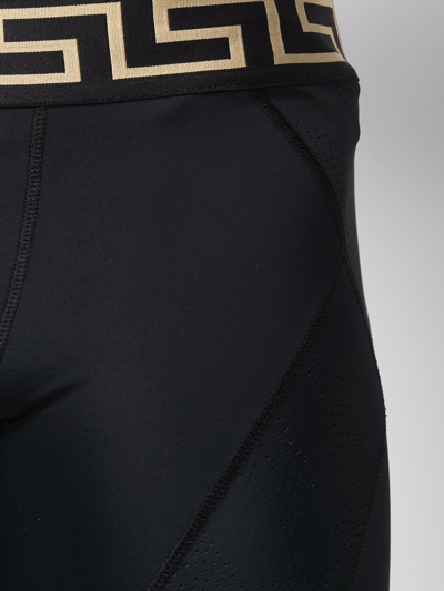 Shop Versace Greca Border Cycling Shorts In Black