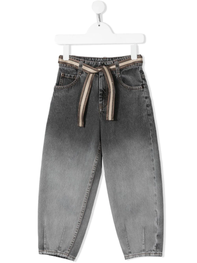 Shop Brunello Cucinelli Teen Gradient-effect Straight-leg Denim Jeans In Grey