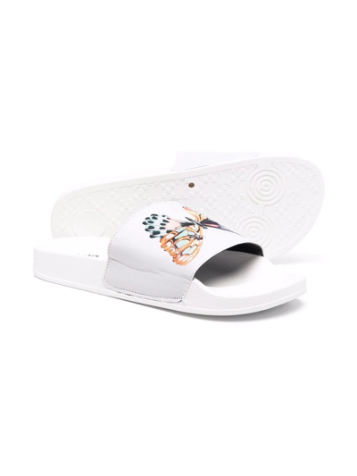 Shop Molo Teen Butterfly-print Slides In White