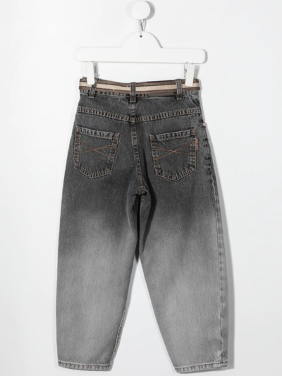 Shop Brunello Cucinelli Teen Gradient-effect Straight-leg Denim Jeans In Grey