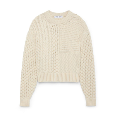 Proenza Schouler White Label Patchwork Cable Knit Sweater In Cream