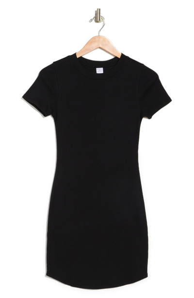 Shop Melrose And Market Short Sleeve Crewneck Mini Dress In Black