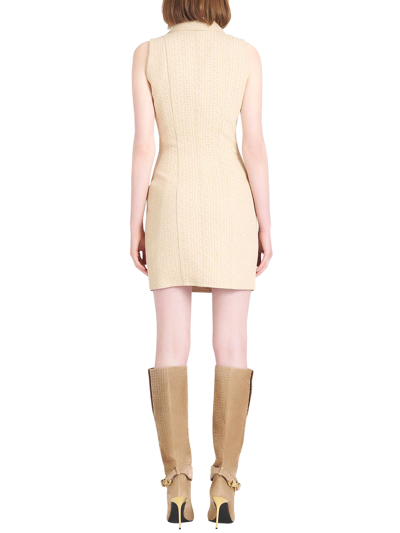 Shop Balmain Monogram Jacquard Dress In Nudo