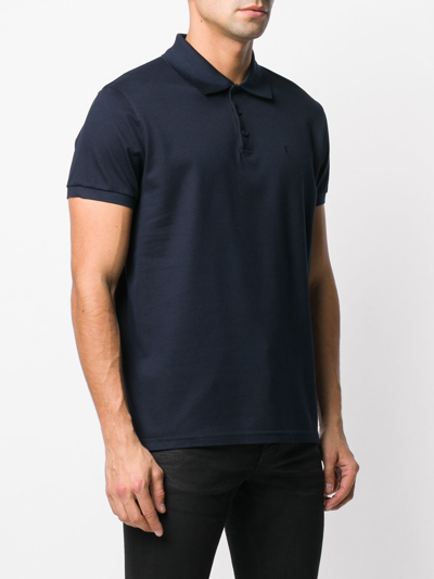 Shop Saint Laurent Cotton Polo Shirt In Blue
